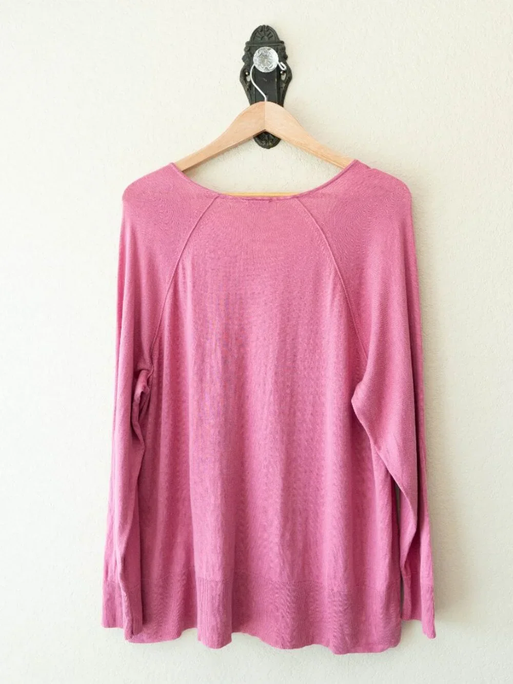 J Jill Cotton Silk Sweater XL Pink V Neck Lightweight Tunic Soft Relaxed Womens - Picture 8 of 12